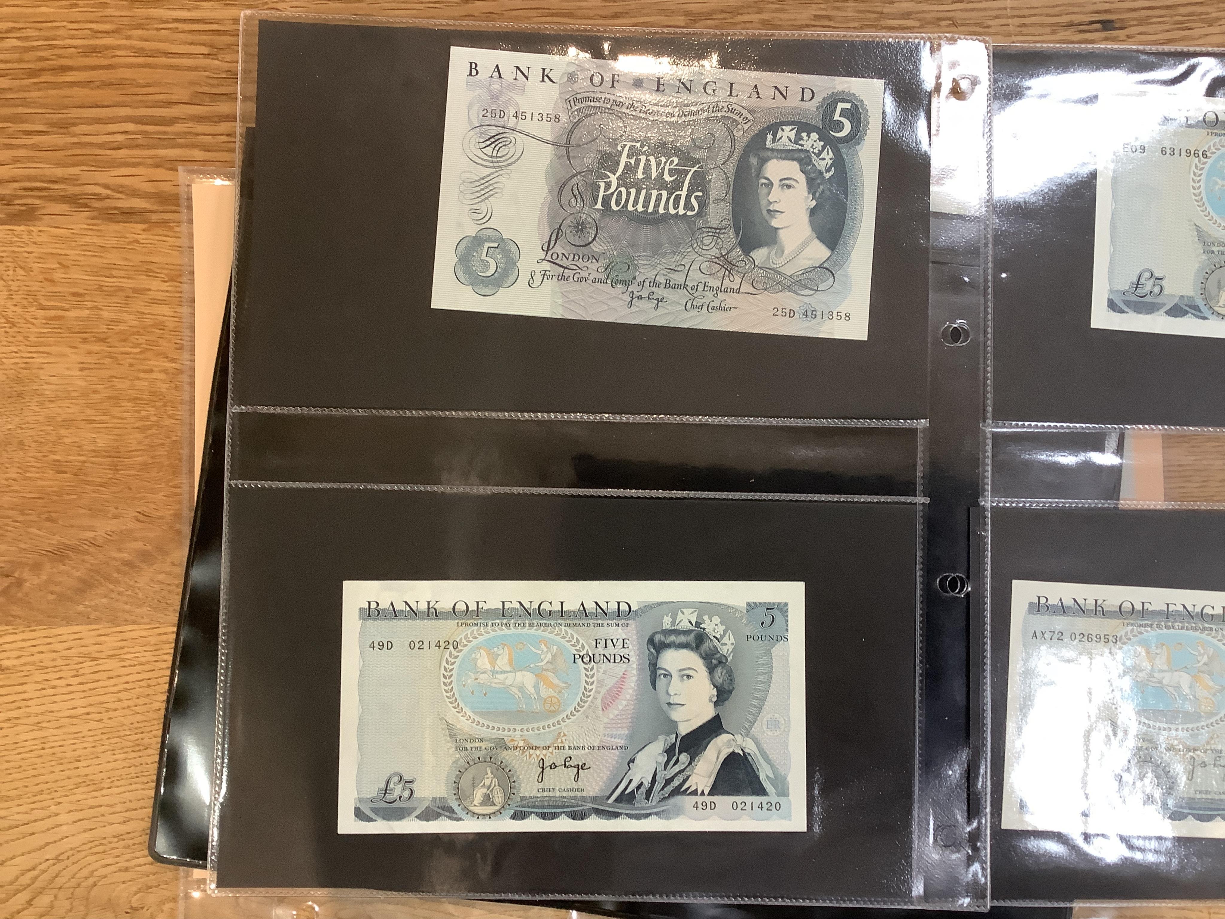 A group of 34 assorted ERII Five Pound banknotes